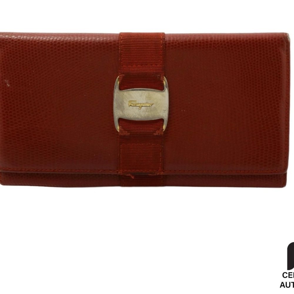 Ferragamo Red Leather Wallet w/ COA